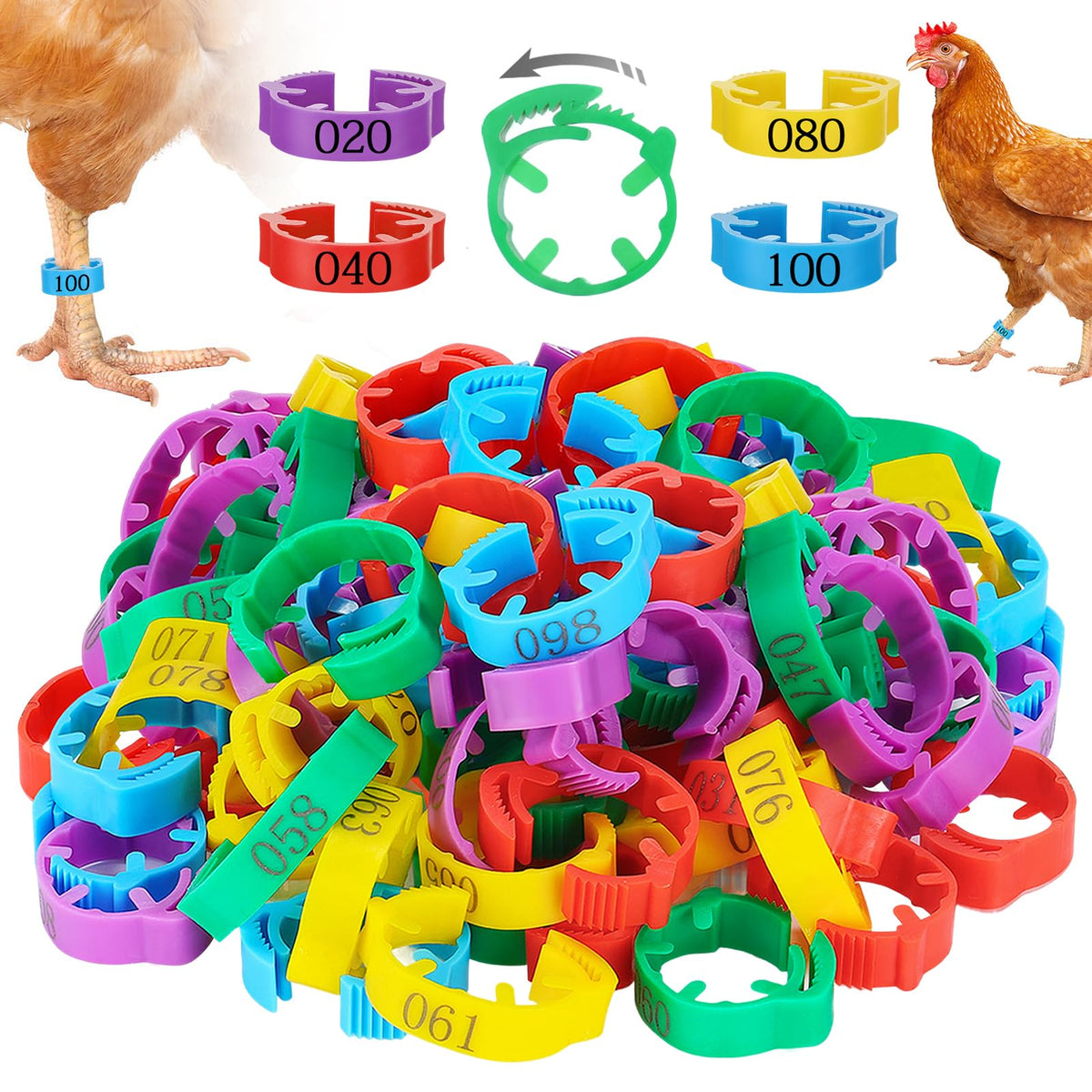 MEWTOGO 17-23mm yellow chicken leg band for durable flock identification
