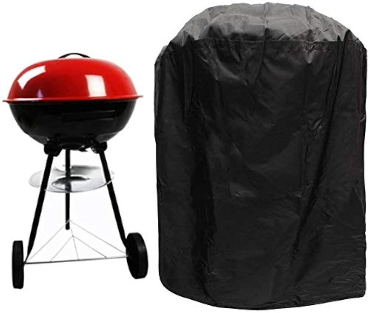 Meximore BBQ grill cover on a round grill showing proper fit for 22.8 inch diameter