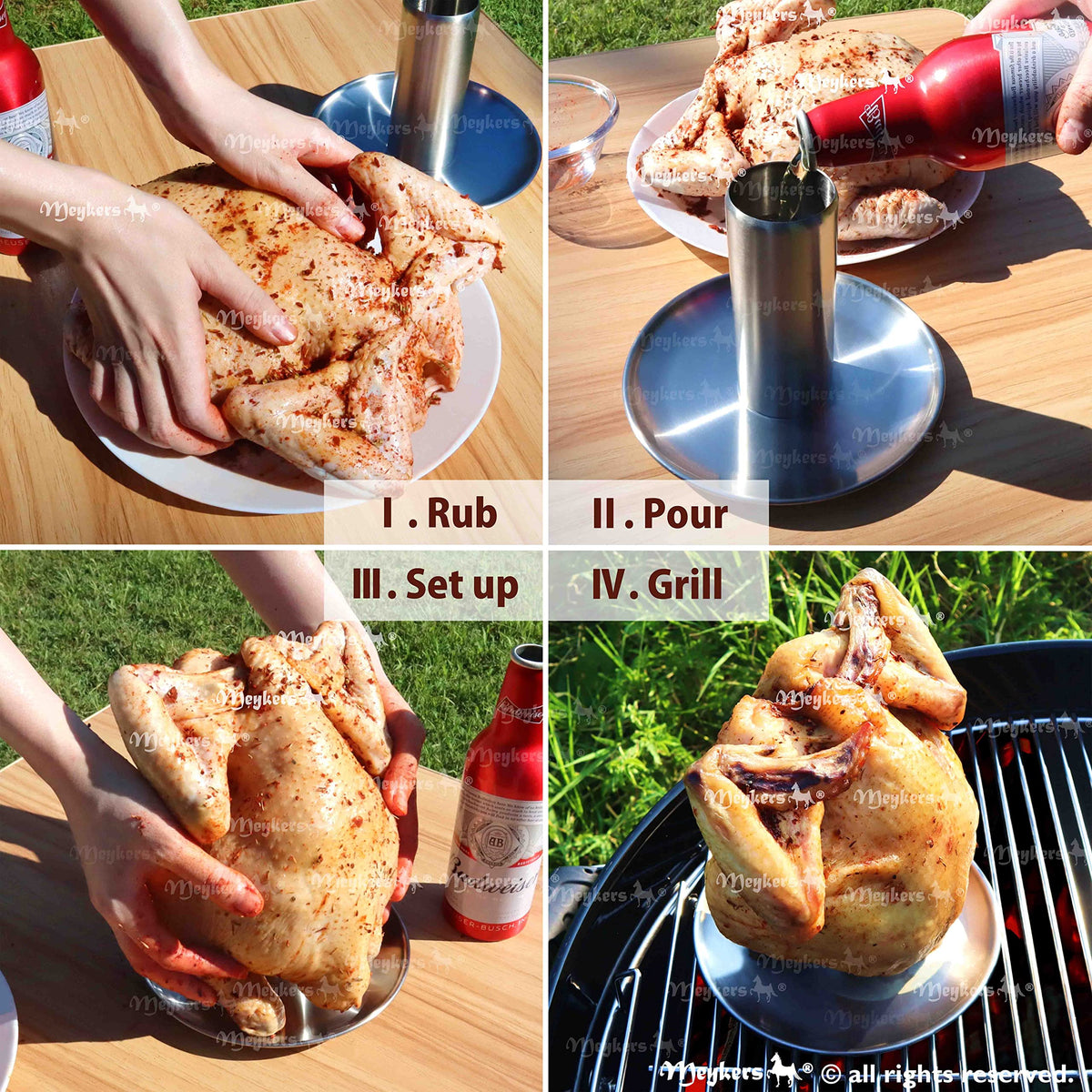 Meykers Beer Can Chicken Stand in 304 stainless steel for long-lasting durability