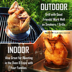 Meykers Beer Can Chicken Stand enables upright positioning to prevent tilting