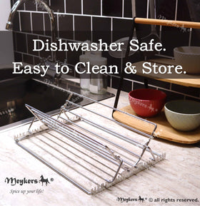Meykers fold-flat feature saves cabinet space when stored