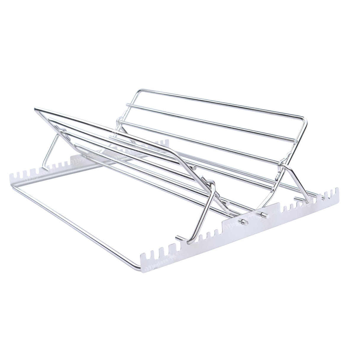 Meykers roasting rack insert shows inner dimensions for precise pan fit and even roasting