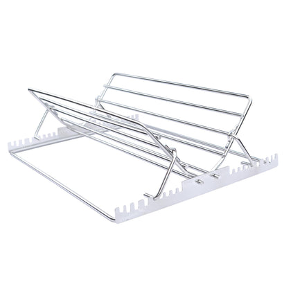 Meykers roasting rack insert shows inner dimensions for precise pan fit and even roasting