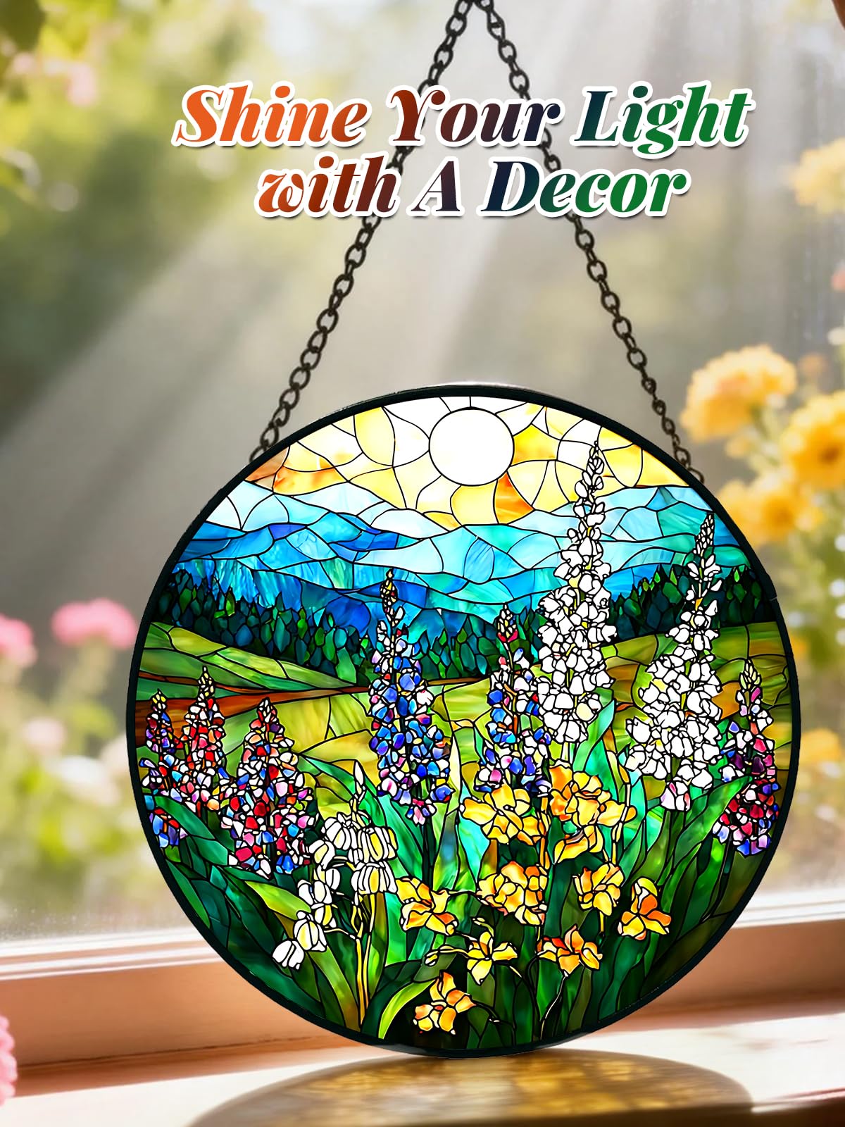 Meyocky diamond glass suncatcher with metal frame for durable indoor or outdoor decor