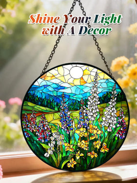 Meyocky diamond glass suncatcher with metal frame for durable indoor or outdoor decor
