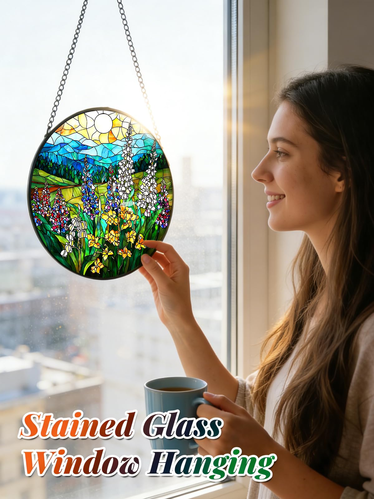 Meyocky valley sunrise suncatcher creates warm, inviting light through windows