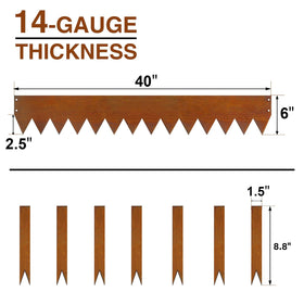Meyoppm Corten steel edging serrated edge eases installation for quick landscape borders.