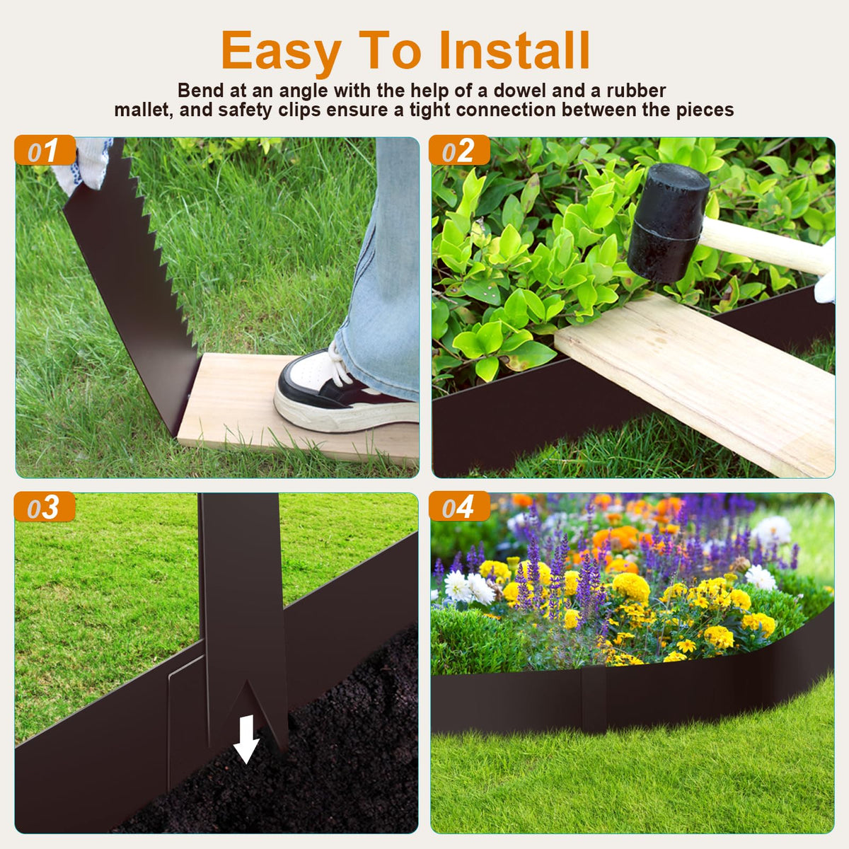 Meyoppm edging installed along garden path creates clean, defined borders