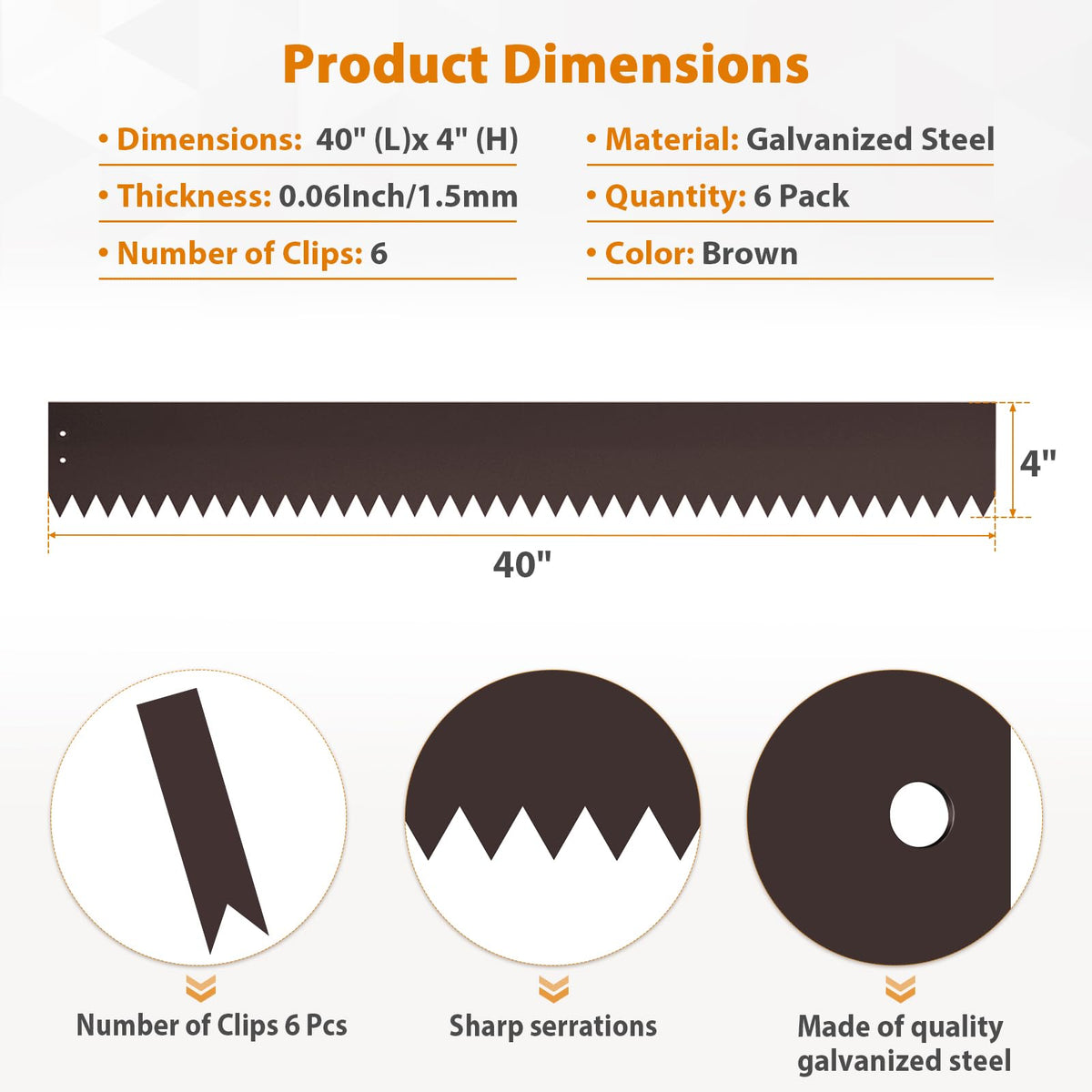 Meyoppm galvanized steel edging close-up shows weather-resistant brown matte finish