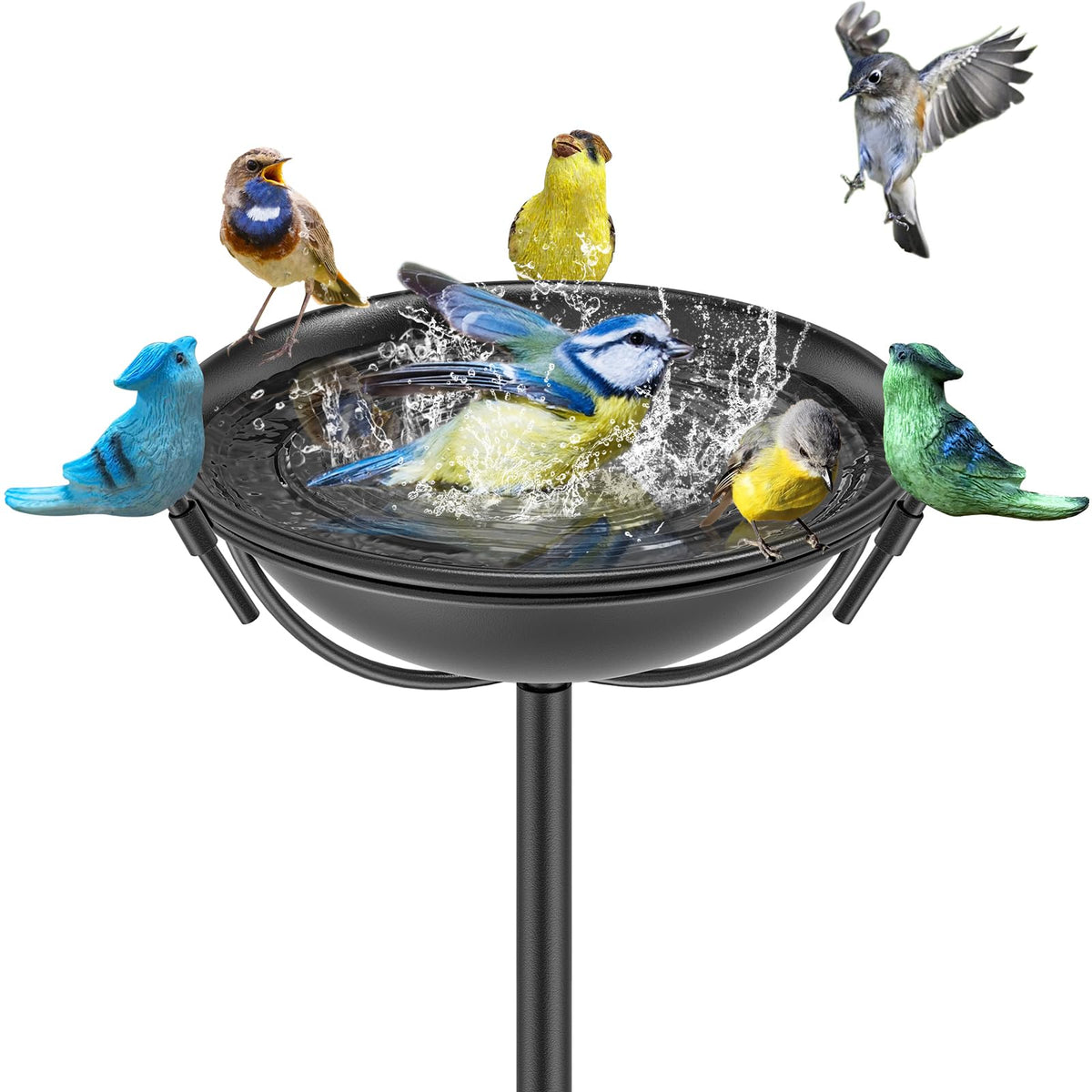 MeyRolizn 55-inch metal bird bath attracts garden birds for bathing