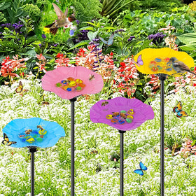 MeyRolizn bee watering station blue flower design attracts pollinators for your garden.
