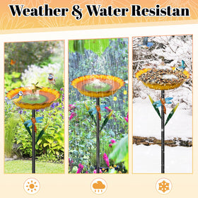 MeyRolizn metal bird feeder and water bowl combo supports daily wildlife visits