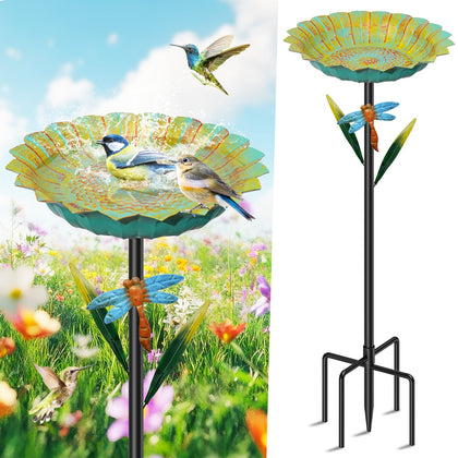 MeyRolizn Sunflower Bird Bath Stand, vibrant focal inviting birds to bathe and perch