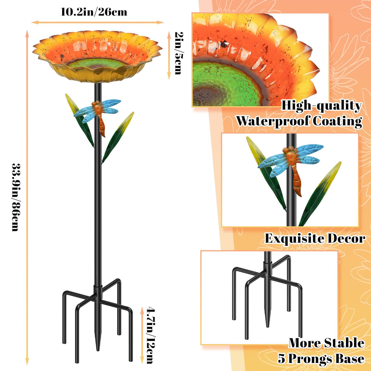 MeyRolizn vintage bird bath stand adds charm and stability to outdoor decor