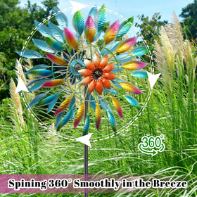 MeyRolizn wind spinner 5-prong base ensures sturdy outdoor stability.
