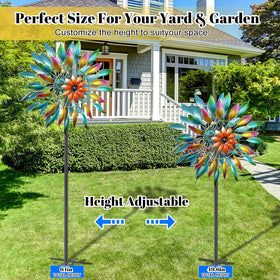MeyRolizn wind spinner colorful coating withstands weather without fading.