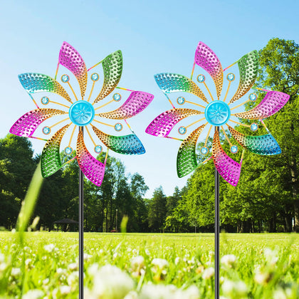 MeyRolizn wind-spinner outdoor flower centerpiece spins gracefully for tranquil garden motion.