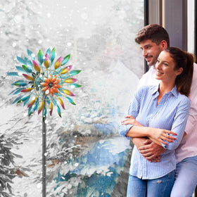 MeyRolizn wind spinner weather-ready finish resists fading and rain.