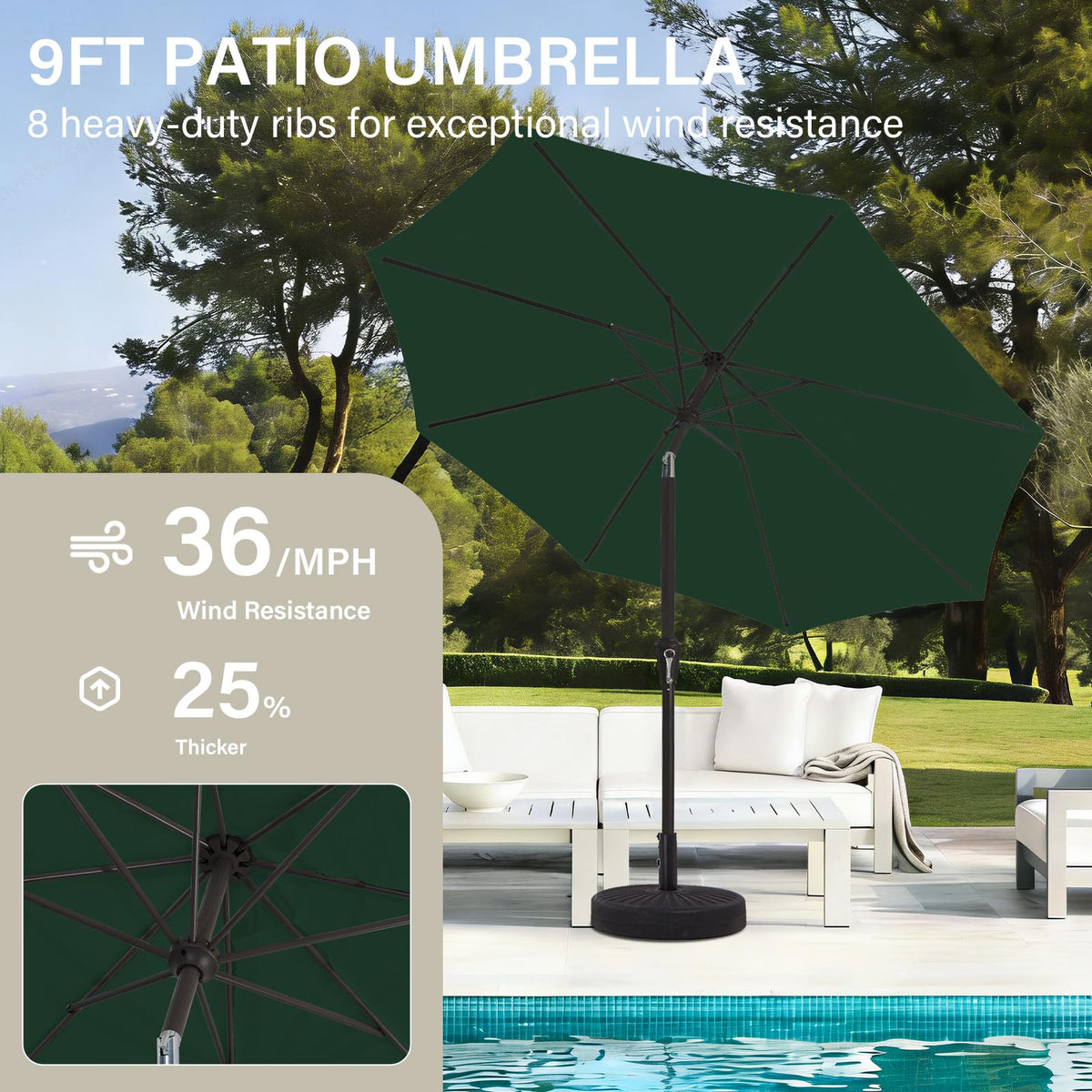 MEWAY dark green fabric with UPF protection resists fading