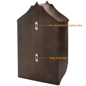 Mezchi bat house outdoors back view with mounting slots.