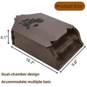 Mezchi bat house outdoors side view showing weatherproof pine construction.