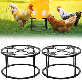 Mezchi two-pack round stand for chicken feeder with stable base.