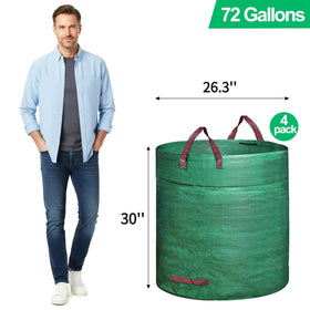 Mezchi 72-gallon open-top yard bags with hoops staying upright.