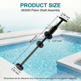 Mezvion piston shaft assembly front view shows model compatibility for easy replacement.
