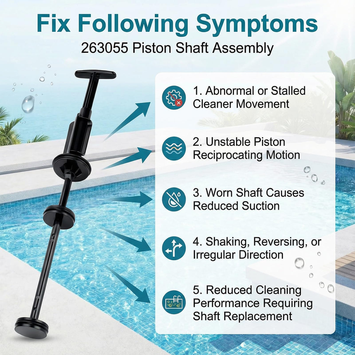 Mezvion piston shaft assembly installed in a Pentair valve demonstrates reliability.