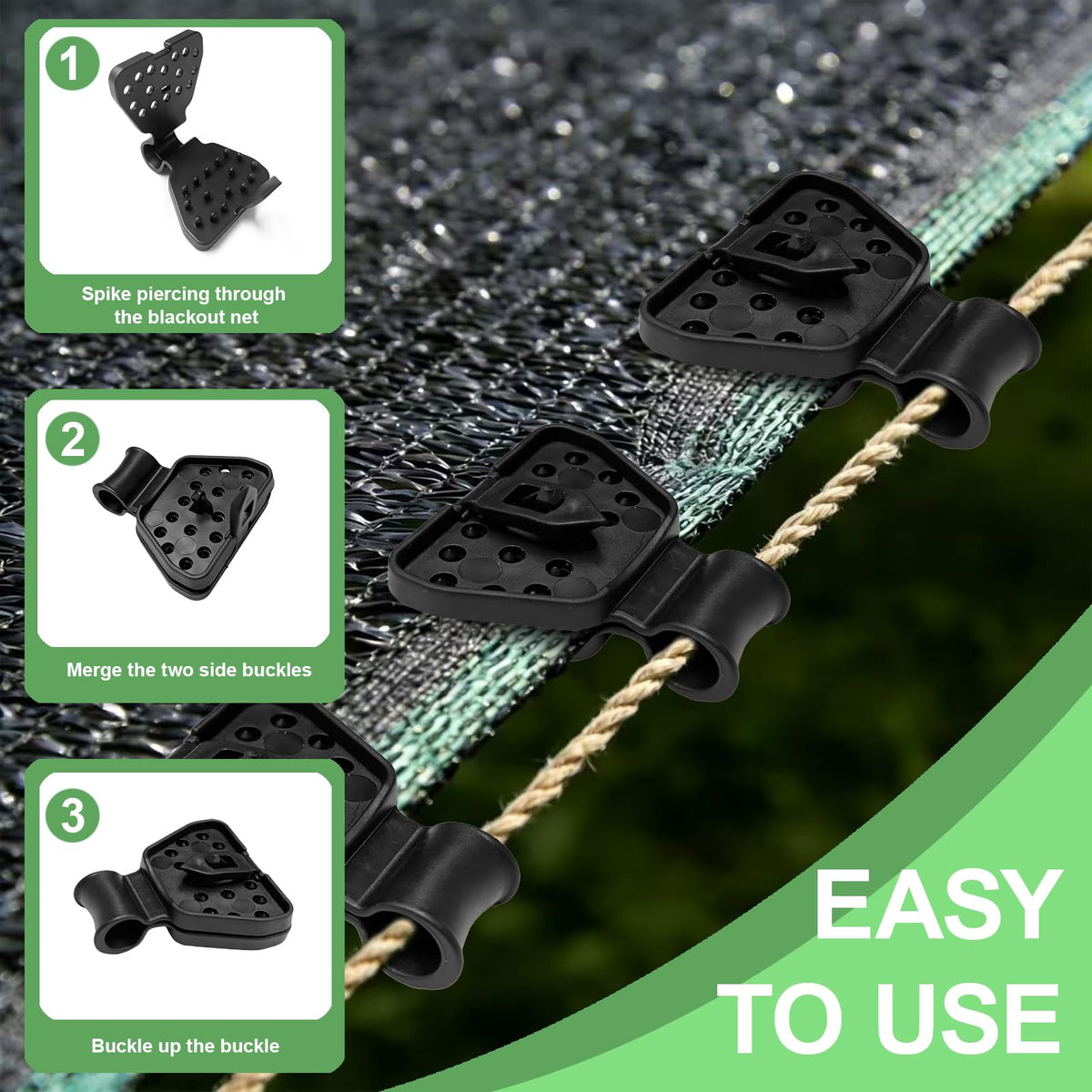 Mezyjiucom easy-install shade clip simplifies securing shade cloth.