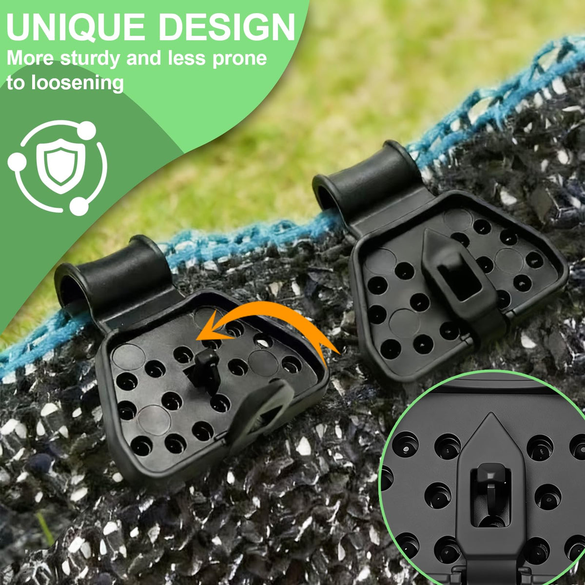 Mezyjiucom heavy-duty shade clips prevent slipping in strong winds.