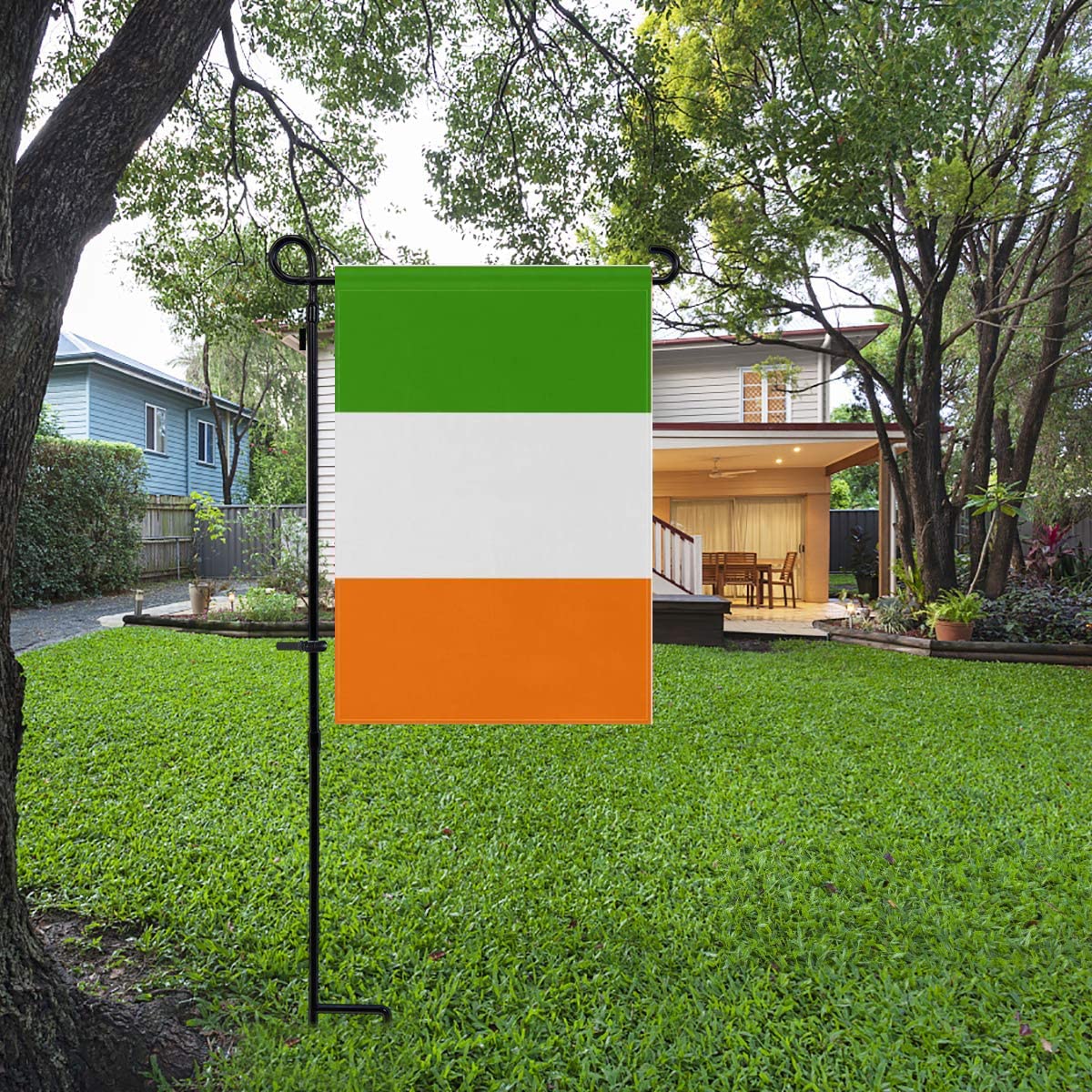 mflagperft patio porch Irish flag for porch decor.