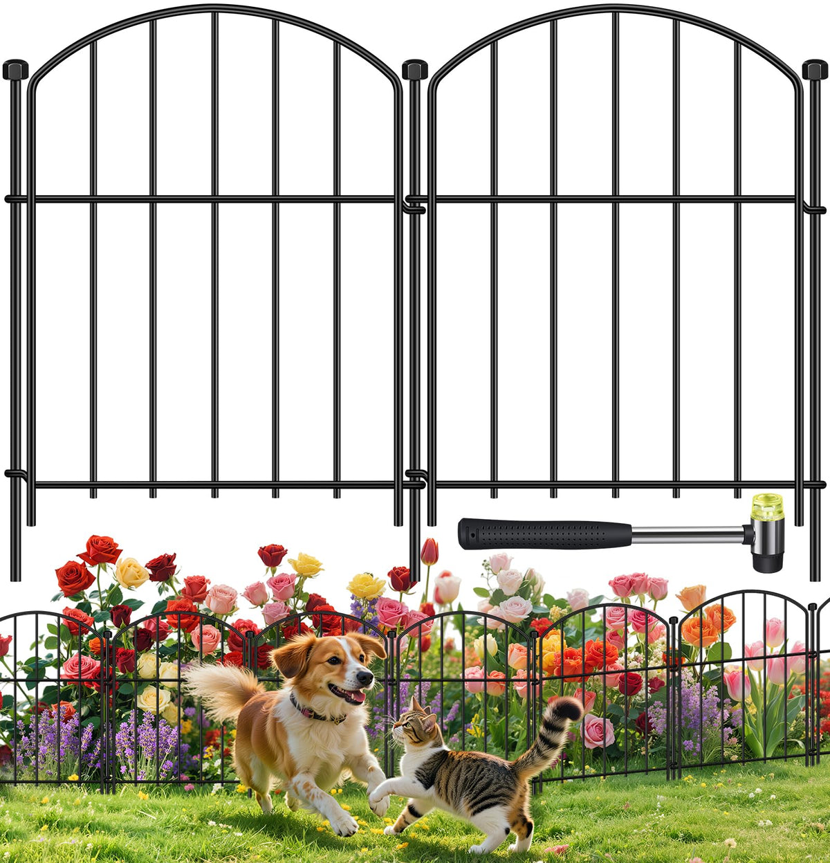 Mgjaa arched garden fence panel decorative barrier for flower beds