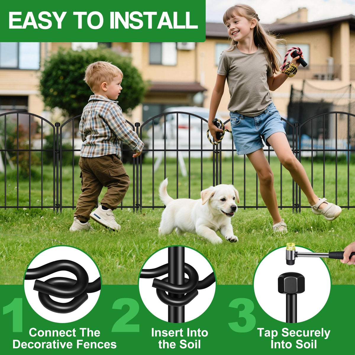 Mgjaa rustproof metal fence withstands sun and rain outdoors