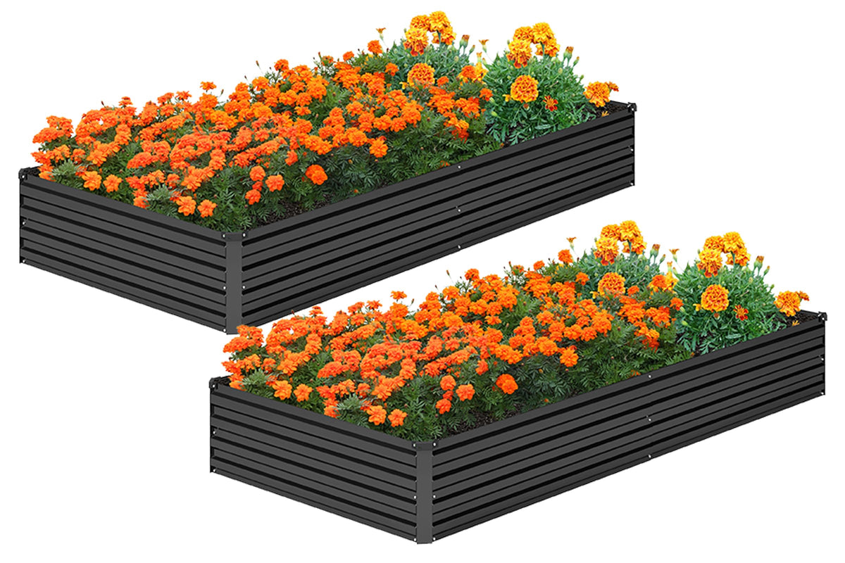 MGNO side-view of galvanized raised bed for outdoor vegetable planting