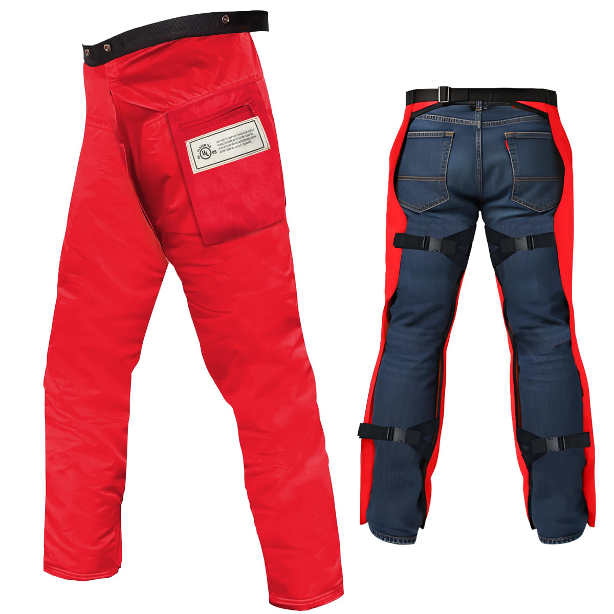 MGP SUPPLY chainsaw safety chaps in orange apron style offering versatile protection on site