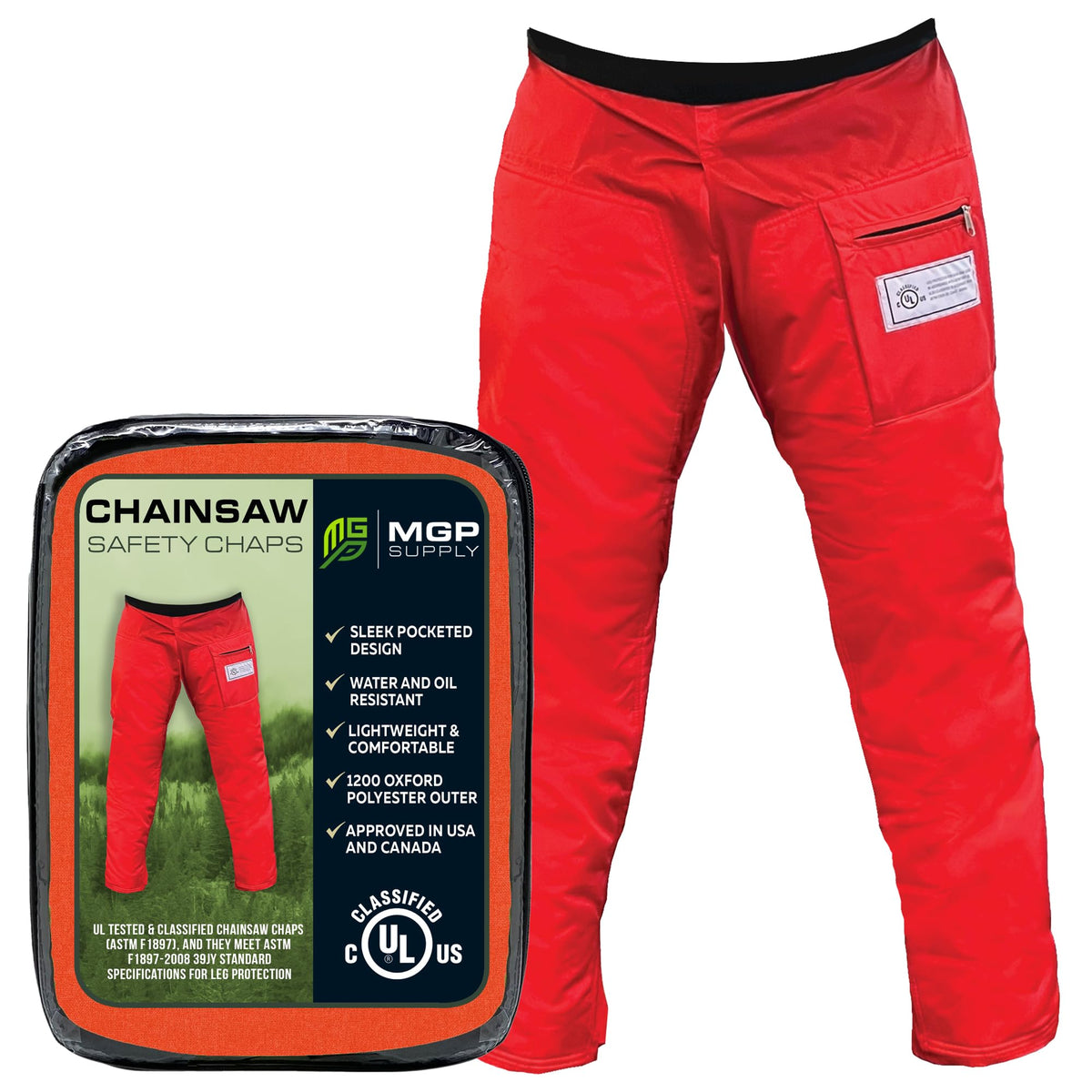MGP SUPPLY heavy-duty chainsaw pants with adjustable waist for a secure all-day fit