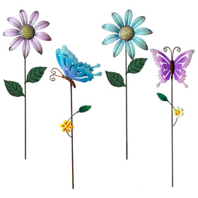MGSYPHOME metal flowers outdoor stake with blooming petals adds color to your garden.