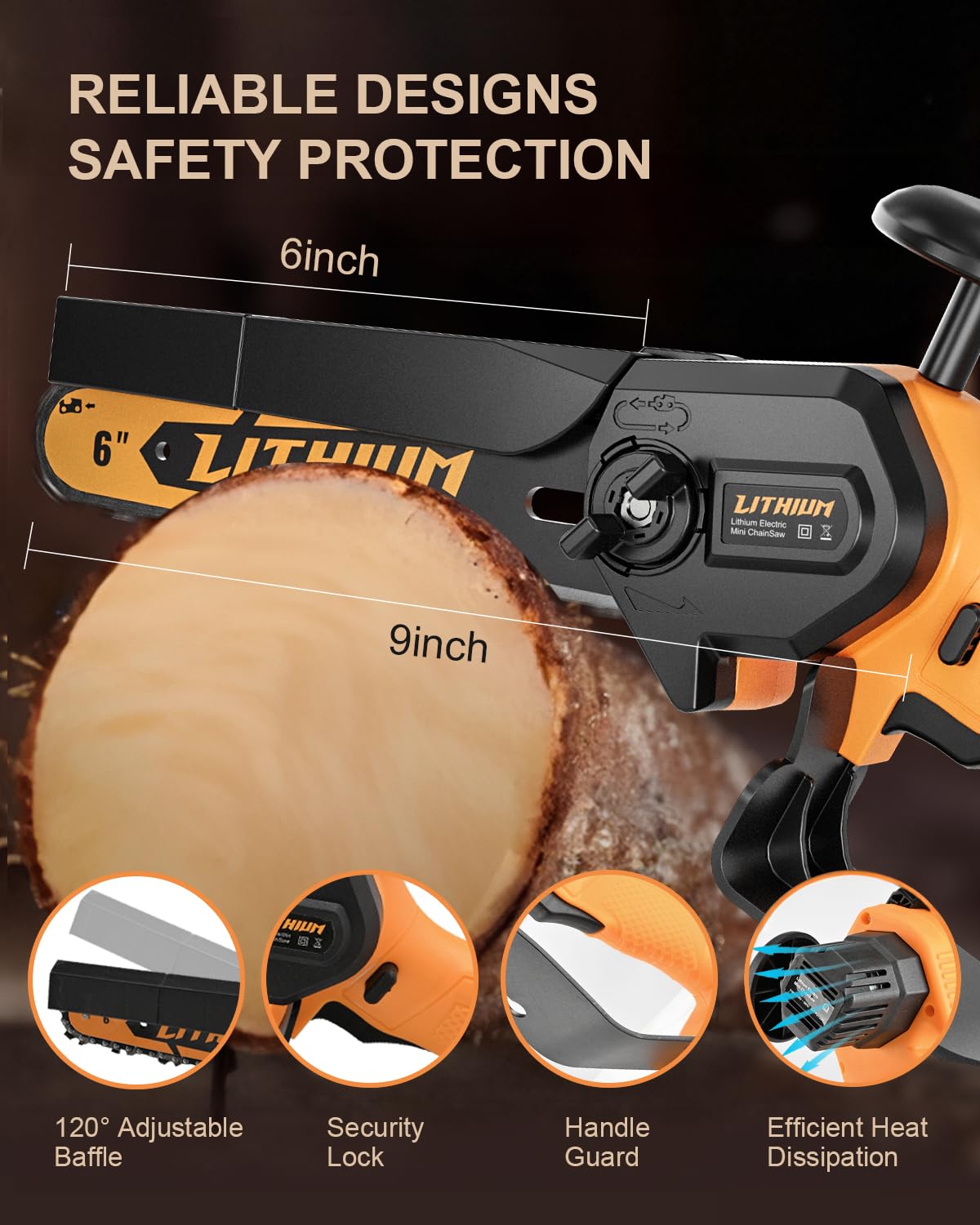MGYM cordless chainsaw in a garden setup for yard work