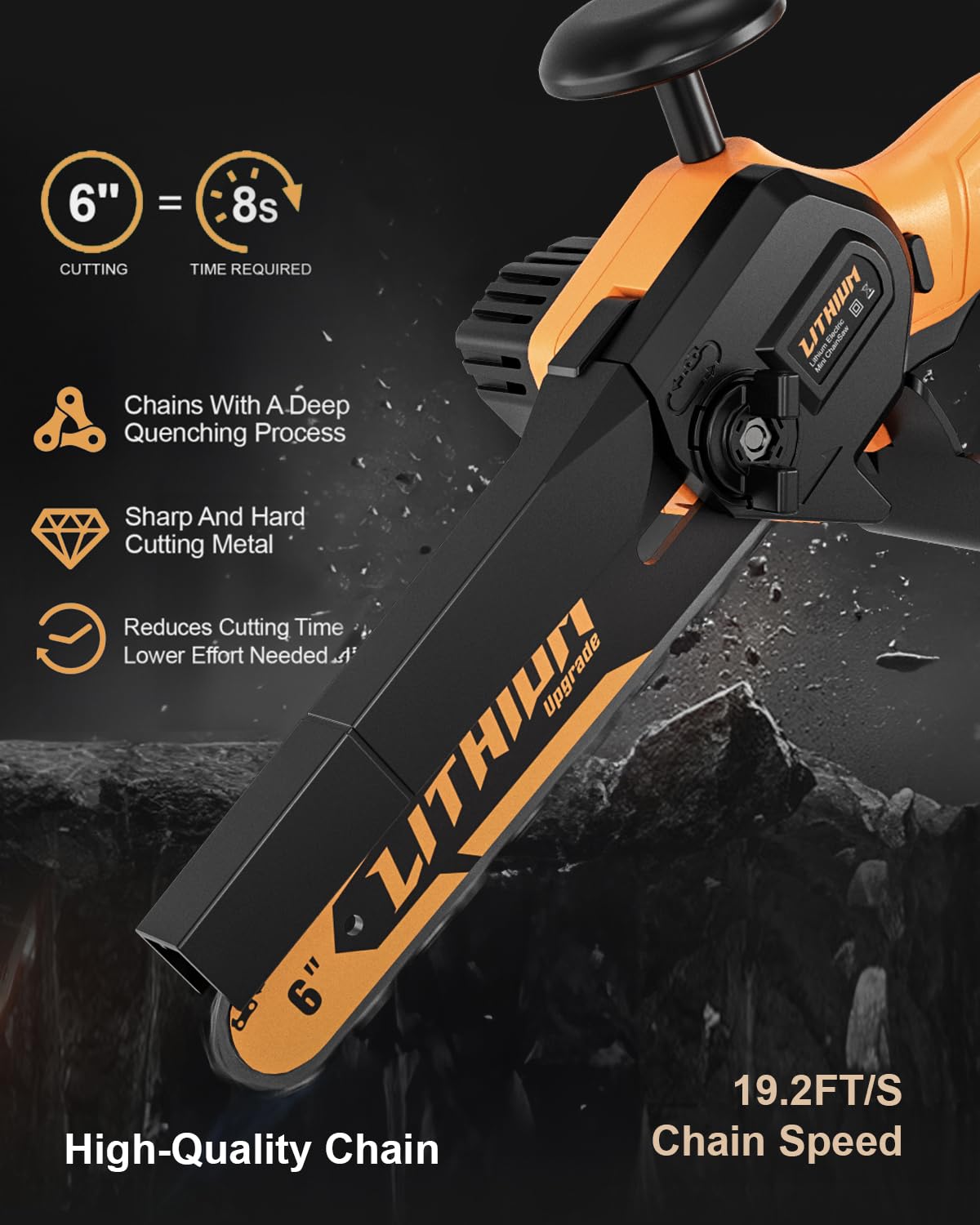 MGYM chainsaw with safety switch and splash guard for safer operation