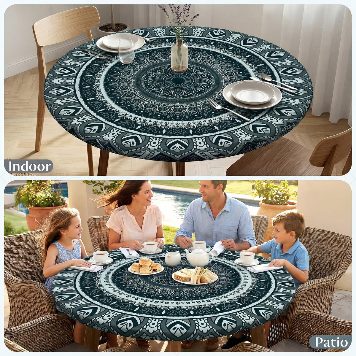 MHJY round tablecloth is easy to install and remove.