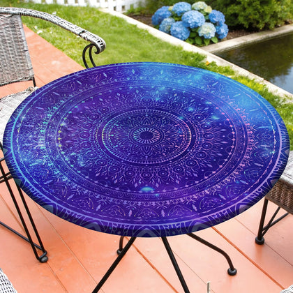 MHJY round tablecloth with elastic edge for a secure fit on any round table.