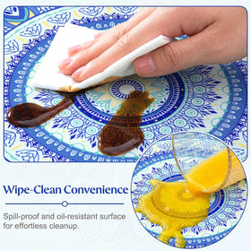 MHJY round tablecloth with elegant patterns and bright colors that resist fading.