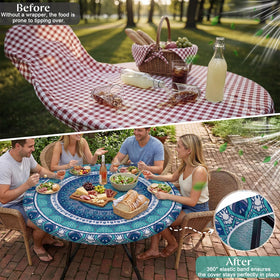 MHJY elegant patterned round tablecloth adds decor and color.
