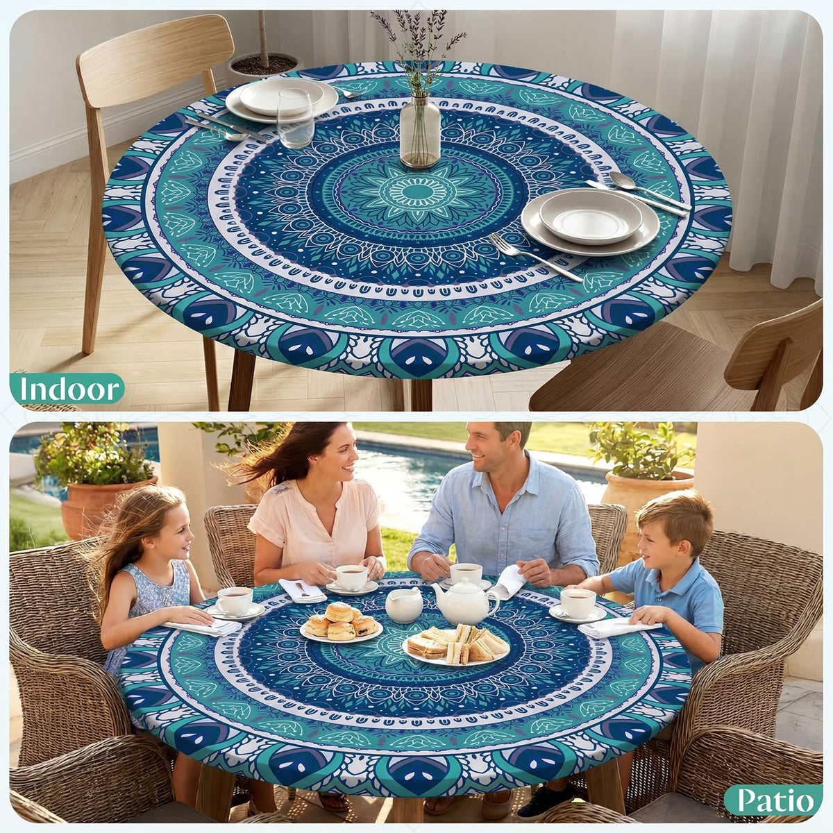 MHJY tablecloth designed for both indoor and outdoor use.