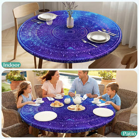 MHJY round tablecloth ideal for indoor and outdoor use on round tables.