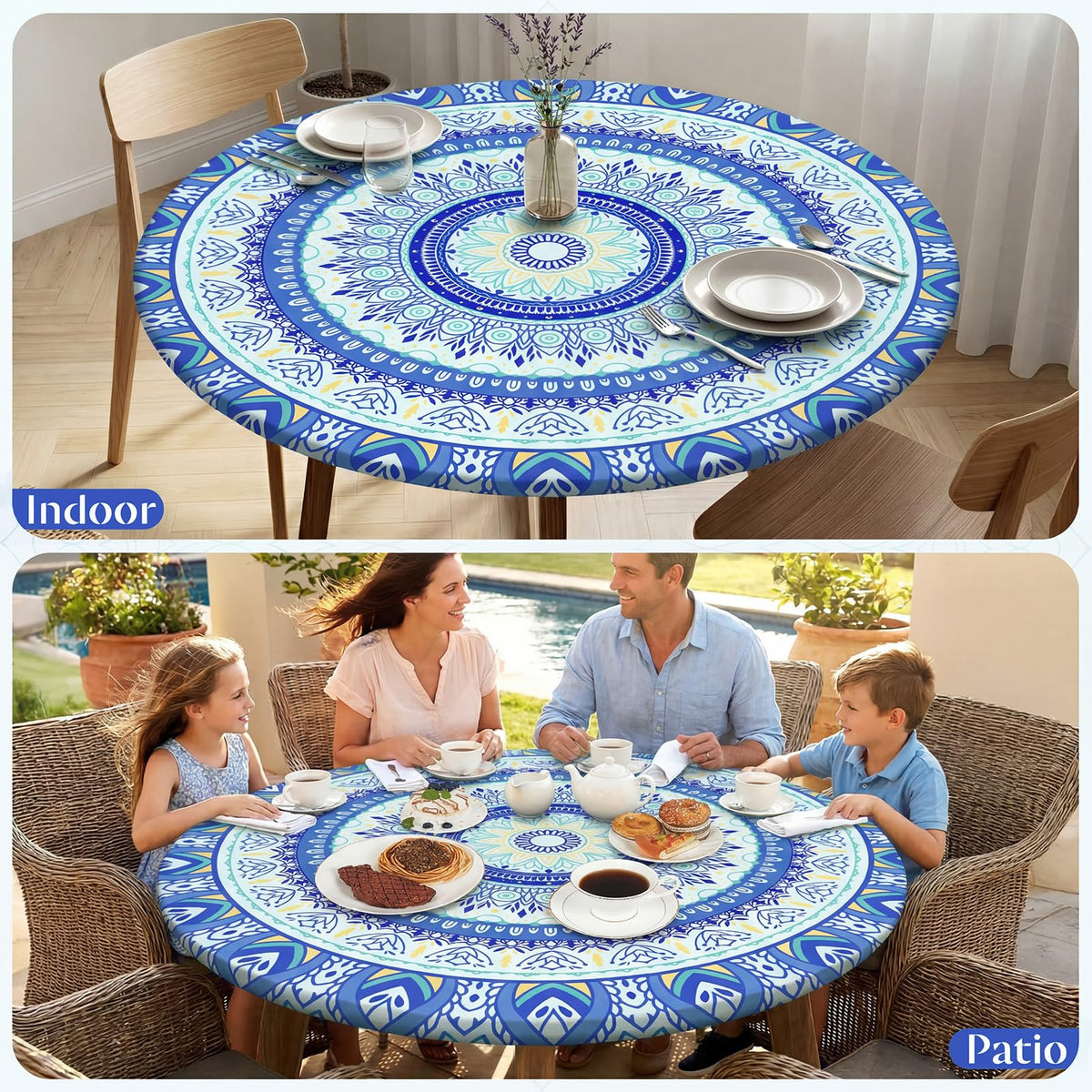 MHJY round tablecloth outdoor dining use protects surfaces during meals.