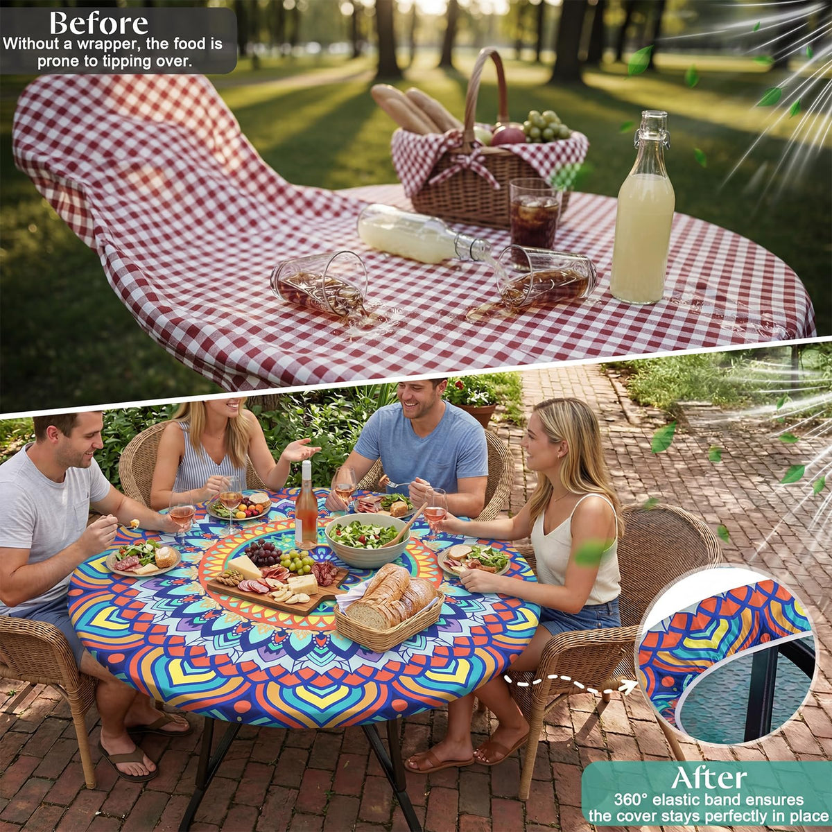 MHJY round tablecloth protects surfaces from spills during meals