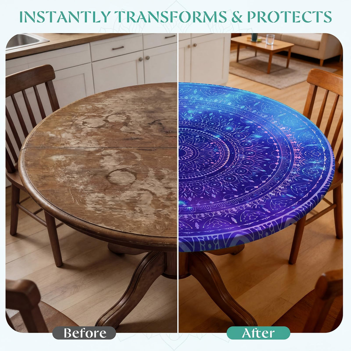 MHJY round tablecloth available in sizes S and M for different table diameters.