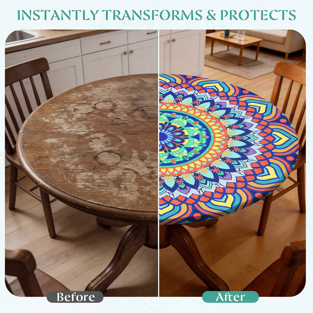 MHJY round tablecloth size M fits 45-56 inch tables for larger rounds